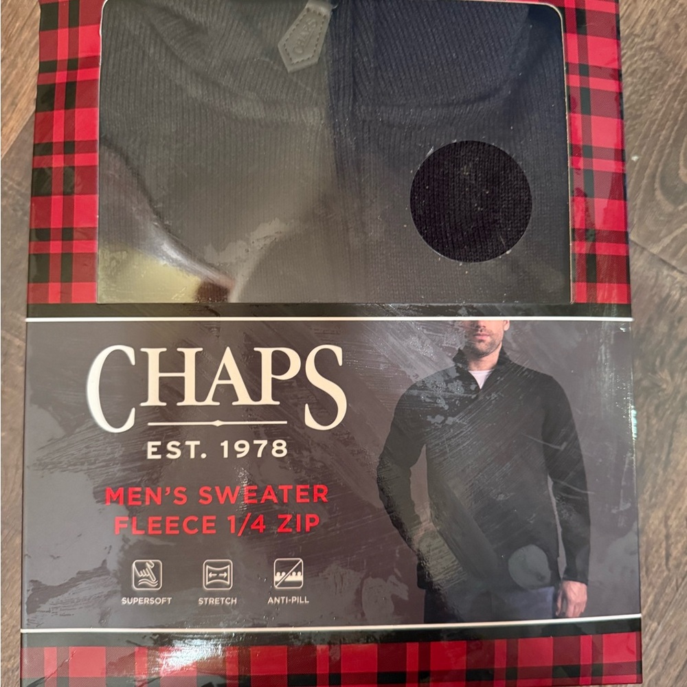 Chaps Men's Quarter Zip Fleece Sweater